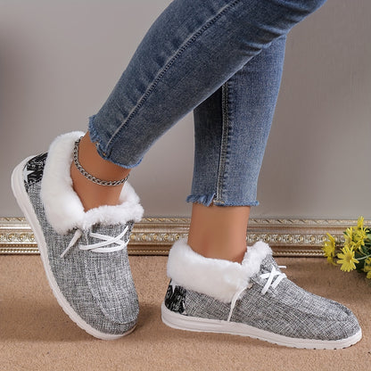 Women's Plush Lined Canvas Shoes GR7841 Furdela