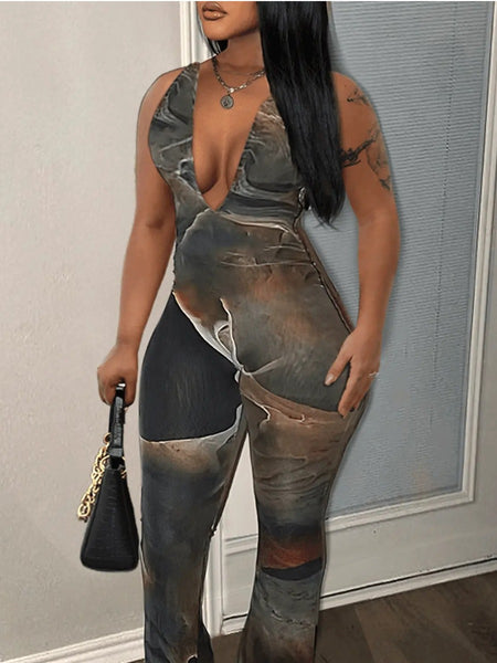 SXY Gradient Backless Flared Jumpsuit AR804