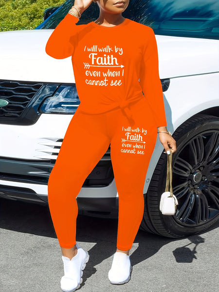 Letter Print Casual Two-piece Set TF8521 Furdela