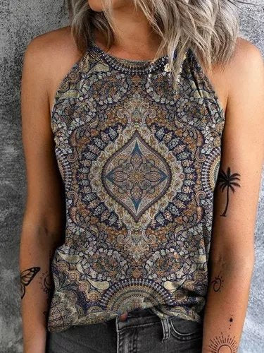 Women's Loose Vintage Ethnic Tank & Cami AT10075