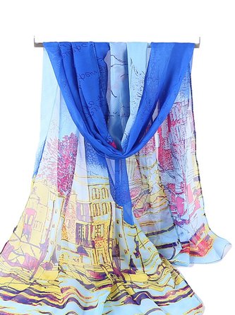 Vacation Abstract Fun Illustration Pattern Silk Scarf Spring Summer Beach Accessories VT14