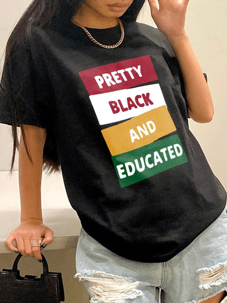 Lemon Melanin Made Letter Print T-shirt AR500