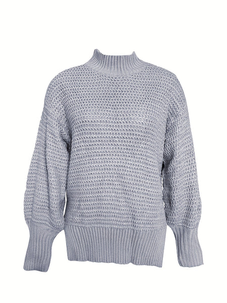 Solid Mock Neck Chunky Knit Sweater EY8521 Furdela