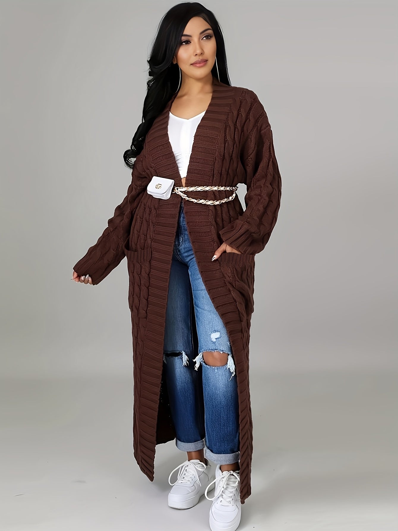 Long Length Cable Knit Cardigan TF8521 Furdela