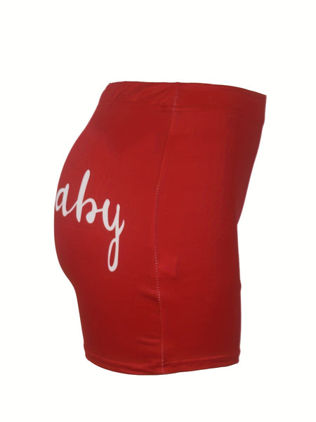 Santa Baby Print Skinny Shorts HF2104 Furdela
