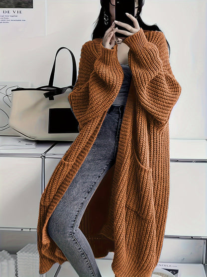 Solid Open Front Loose Knit Cardigan FJ3541 Furdela