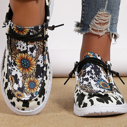 Women's Sunflower Print Canvas Shoes RE2574 Furdela