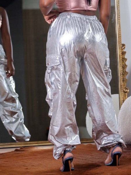 High Waist Drawstring Side Pocket Pants AT9012