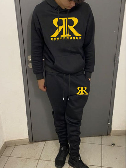 Men Letter Print Kangaroo Pocket Tracksuit Set AR8028