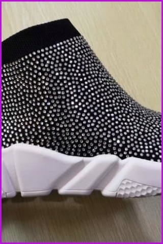 7 Colors Rhinestone Crystal Sock Boots Sneakers F175 - Furdela