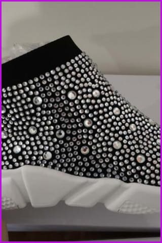 7 Colors Rhinestone Crystal Sock Boots Sneakers F175 - Furdela
