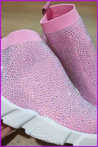 7 Colors Rhinestone Crystal Sock Boots Sneakers F175 - Furdela