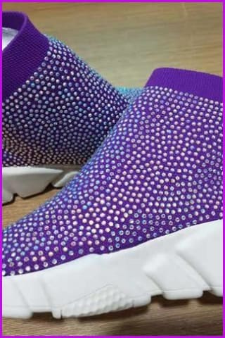 7 Colors Rhinestone Crystal Sock Boots Sneakers F175 - Furdela
