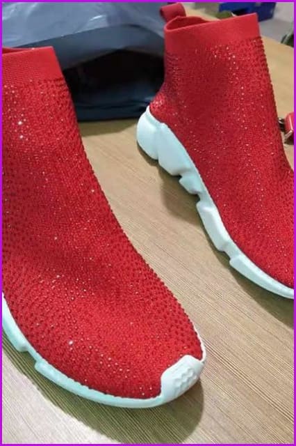 7 Colors Rhinestone Crystal Sock Boots Sneakers F175 - Furdela