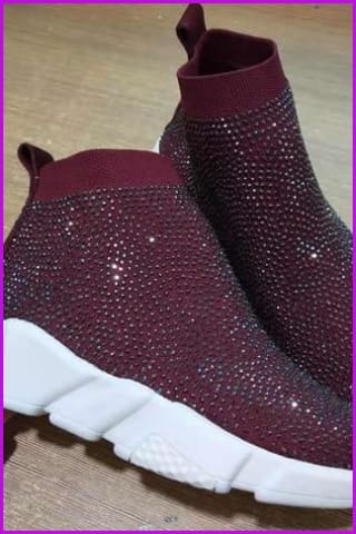 7 Colors Rhinestone Crystal Sock Boots Sneakers F175 - Furdela