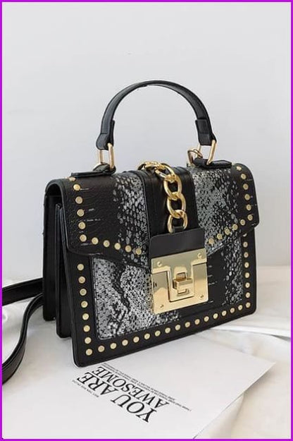 7 Colors Snake Pattern Rivet PU Handbag/Cross Body Bag F097 - Furdela