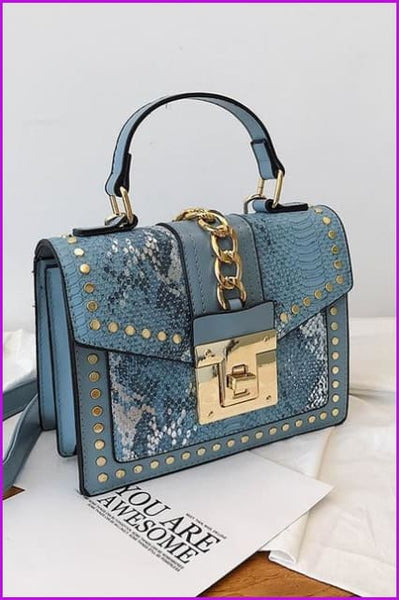 7 Colors Snake Pattern Rivet PU Handbag/Cross Body Bag F097 - Furdela