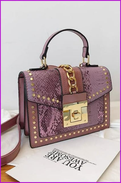 7 Colors Snake Pattern Rivet PU Handbag/Cross Body Bag F097 - Furdela
