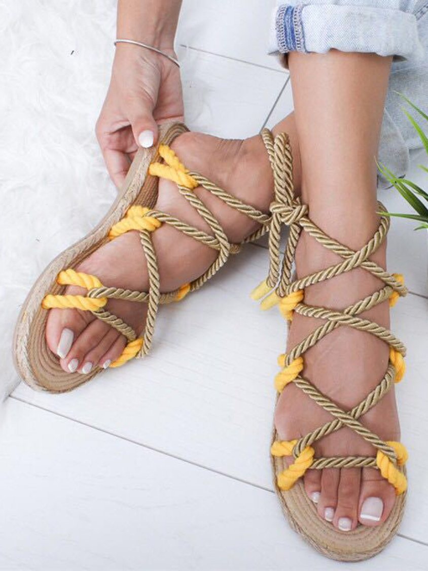 Vintage Rope Ankle Strap Sandals F3972