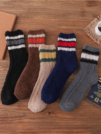 Casual Home Daily Striped Pattern Thickened Flannel Socks Autumn Winter Thickened Accessories VT34