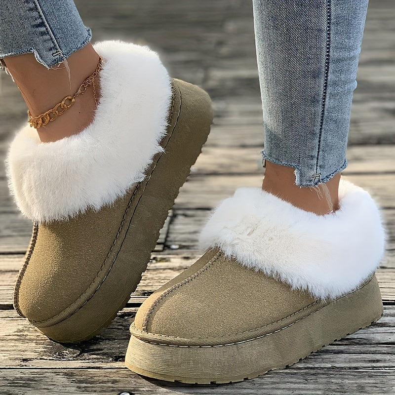 Fall Aesthetic Thermal Plush Lined Furry Snow Boots RG6710 Furdela