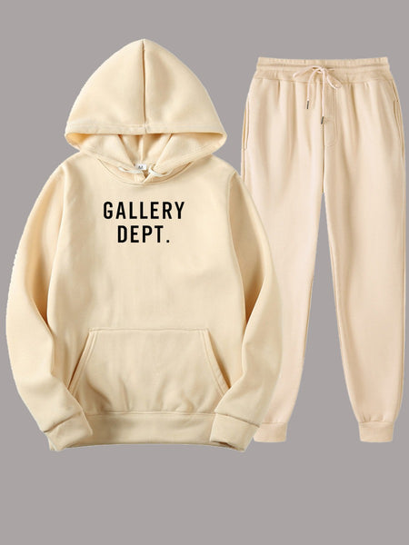 Letter Print Kangaroo Pocket Tracksuit Set AR50101