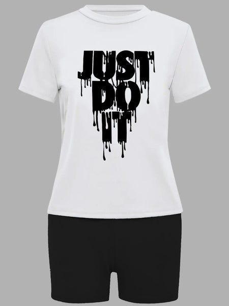 Just Do It Letter Print Kangaroo Pocket Print Hoodie AR501