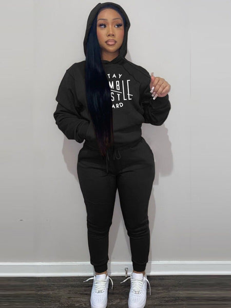 Hooded Collar Kangaroo Pocket Tracksuit Set AR50106