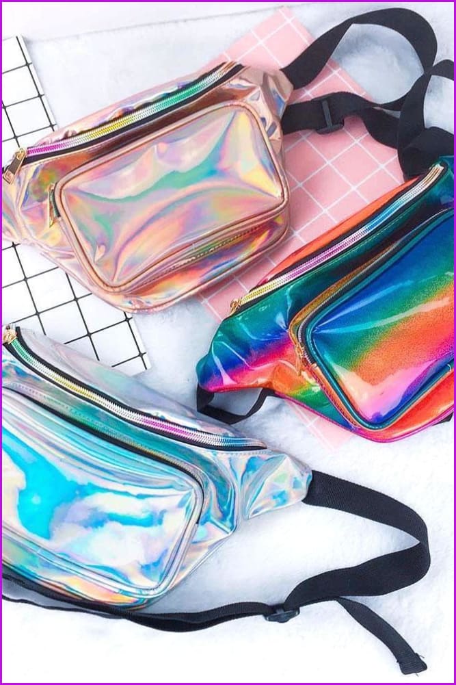 8 Colors Hologram Fanny Pack Waist Bag F052 - Furdela