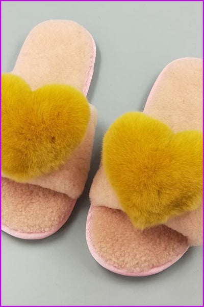 8 Colors Sweet Heart Lamb + Rabbit Fur Winter Slides/Slippers DF044 - Furdela