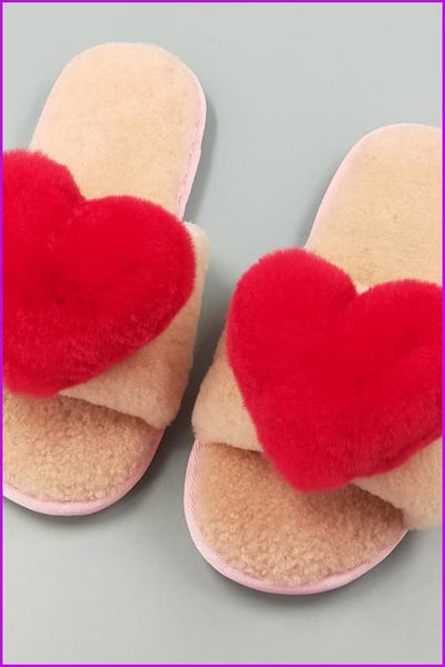 8 Colors Sweet Heart Lamb + Rabbit Fur Winter Slides/Slippers DF044 - Furdela