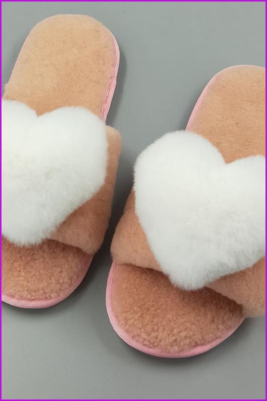 8 Colors Sweet Heart Lamb + Rabbit Fur Winter Slides/Slippers DF044 - Furdela