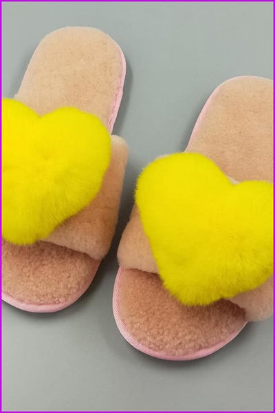 8 Colors Sweet Heart Lamb + Rabbit Fur Winter Slides/Slippers DF044 - Furdela