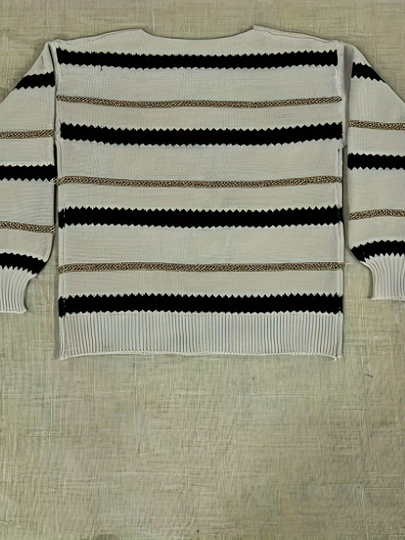 Striped Pattern Crew Neck Knitted Top GV3157 Furdela