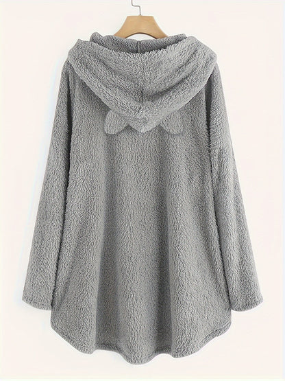Graphic Print Fluffy Loose Cat Ears Hoodie RK7354 Furdela