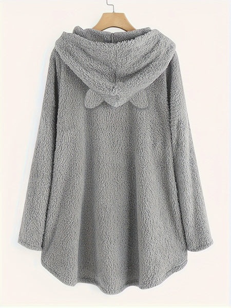 Graphic Print Fluffy Loose Cat Ears Hoodie RK7354 Furdela