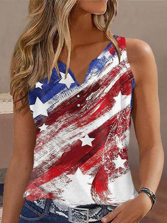 Notched Flag Casual Tank Top  QW113