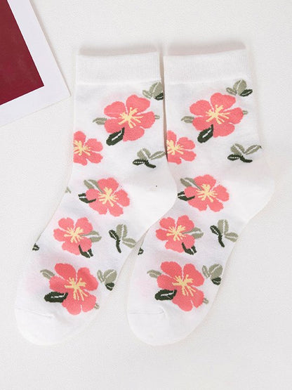 Vintage Floral Cotton Socks Everyday Casual Accessories VT53