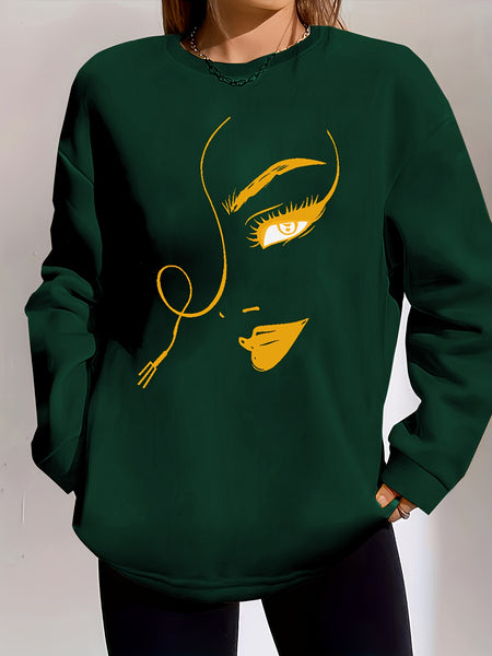 Graphic Print Pullover Sweatshirt FG3549 Furdela