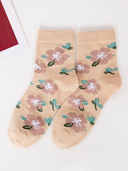 Vintage Floral Cotton Socks Everyday Casual Accessories VT53