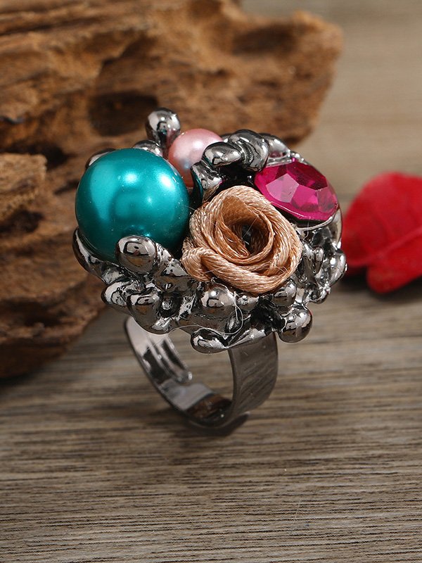 Elegant Pearl Floral Stitching Open Ring Party Wedding Daily Women Jewelry cc9