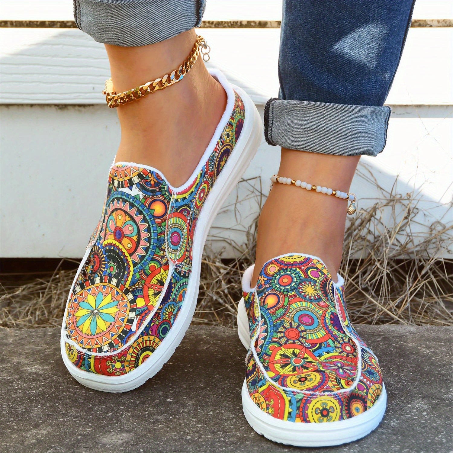 Women's Floral Print Canvas Shoes AT9852 Furdela