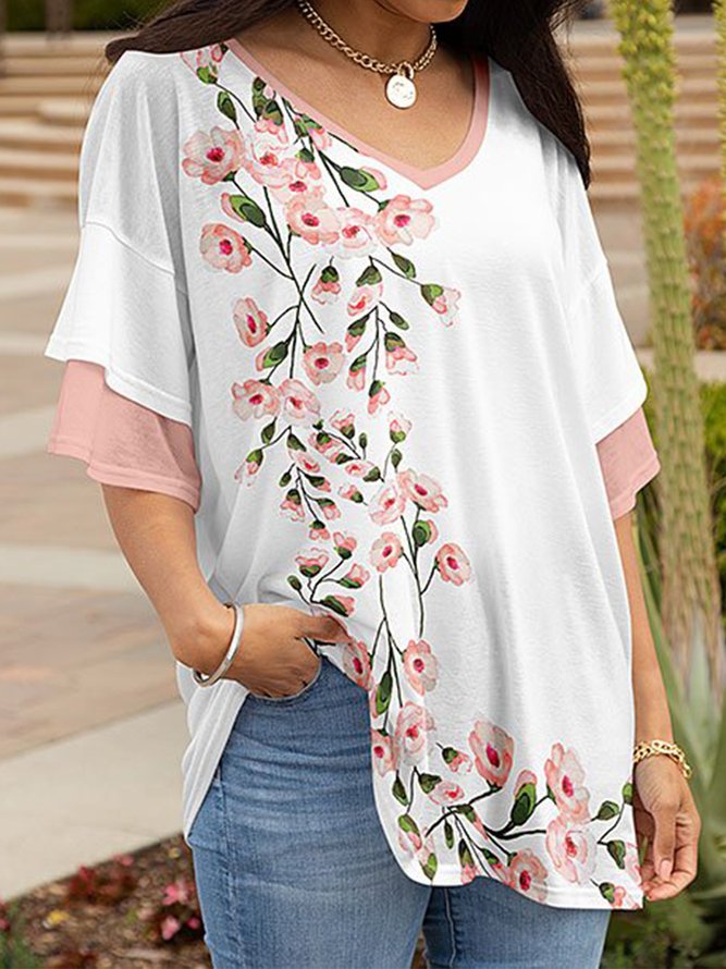 Floral Casual Loose T-Shirt QMN7