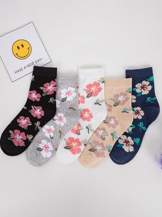 Vintage Floral Cotton Socks Everyday Casual Accessories VT53