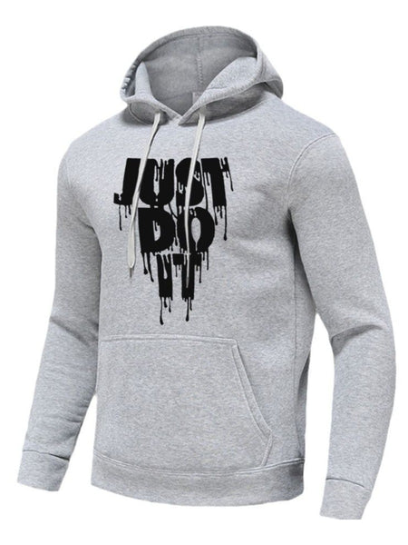 Just Do It Letter Print Kangaroo Pocket Print Hoodie AR501