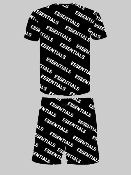 Men Letter Print Drawstring Shorts Set AR50115