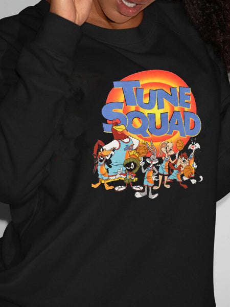 Plus Size Cartoon Letter Print Kangaroo Pocket Tracksuit Set AR7055