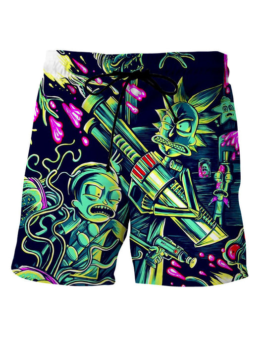 Men Graffiti Print Drawstring Shorts AR70104