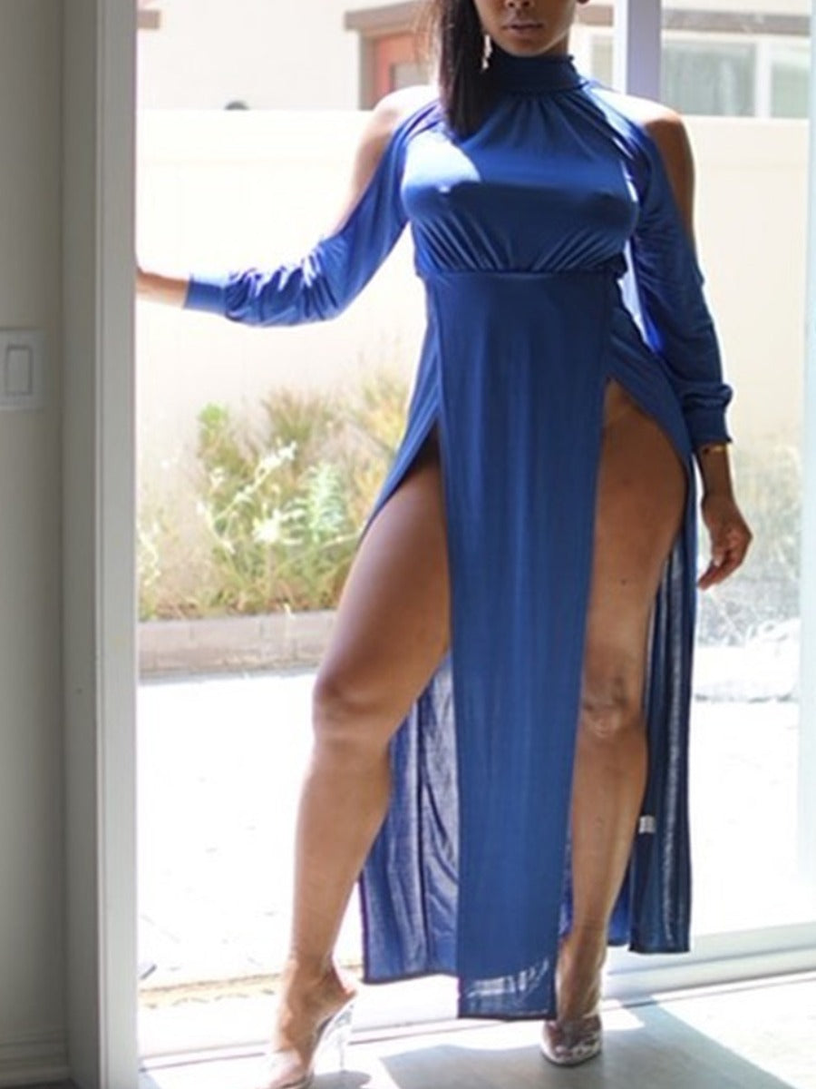 SXY Turtleneck High Split Dress AR502