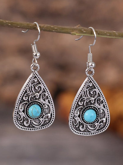 Turquoise Ethnic Pattern Dangle Earrings Casual Vintage Jewelry MMi45